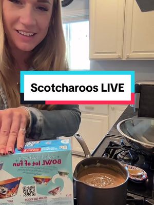 A post by @camillewalker.co on TikTok caption: Join me as i make scotcharoos! Check the recipe here: https://www.mymommystyle.com/scotcharoos/ #desserttiktok #HalloweenTreats #halloween2023 