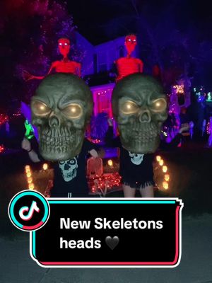 A post by @thathalloweenfamily on TikTok caption: When your friends find these 1/2 at Home Depot & ask if you want them…Heck yes!! These are giant decor pieces, not masks..this is why we cant stay up past midnight! They are SO awesome!! #homedepothalloween #skeletondecor #halloweendecor #skeletonsaremyfavorite #skeletons 