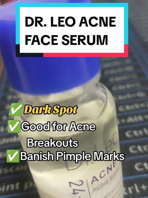 A post by @mhundztv on TikTok caption: Problema ng karamihan ito: ✅ Dark Spot ✅Pimple Marks ✅Acne Breakouts Meron ng Solusyon dyan Dr. Leo Face Acne Serum #fyp #drleo #drleoacneessence