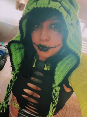 A post by @rayosdelsol on TikTok caption: Tried this trend 👻 hood from @Katie Lane 🌙 💚#CapCutHalloween #aifilter #TikTokHalloween