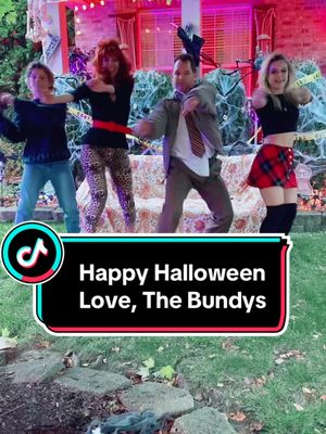 A post by @thathalloweenfamily on TikTok caption: Its been real!! Happy Halloween, Love The Bundys!! #happyhalloween #halloween2023 #marriedwithchildren #thebundys #familycostumes #marriedwithchildrencostume 