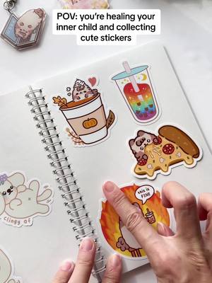 A post by @milkteanco on TikTok caption: POV: you’re healing your inner child and collecting cute stickers 💖 Volume up to enjoy the asmr 👂🏻✨ #vinyldecal #cutestickers #sticker #stickerbook #reusablestickerbook 