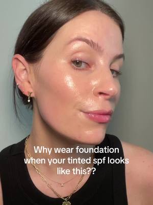 A post by @myfriendscallmeaubs on TikTok caption: Tinted spf is 🔗 in my bio  #tintedspf #mineralspf #toneadaptingspf #sunscreen #skincare