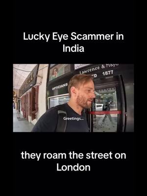 A post by @averyrwalsh on TikTok caption: after alot of searching, I found a video of a lucky eye scammer trying to scam foreigners in India. #scammergetscammed #sikhs #scammer #indian #london 