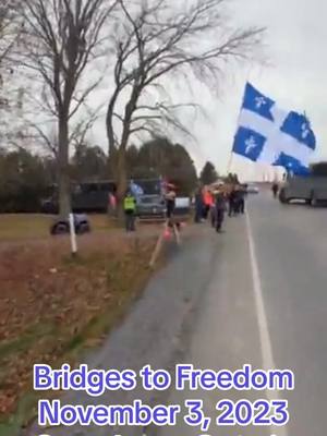 A post by @maggiedingman on TikTok caption: Quebec convoy arrives  Cassellman camp November 3rd 2023 ##bridgestofreedom