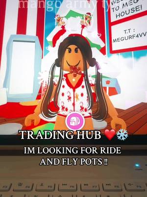 A post by @megurf4vvv on TikTok caption: trading hub!! #fyp #foryoupage #blowthisup #fypシ #adoptmeroblox #support #getmefamous #megurf4v #getmeviral #trading #rblx 