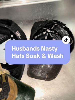 A post by @justatadmorelaundry on TikTok caption: Good Morning my little peaches 🍑❤️! Please enjoy this foul hat soak and wash i did on my husbands hats. They came out great! Hope that dirty water makes you guys feel better like it did me🥰#laundry #laundrytok #laundryoverload #laundryobsession #laundrypowder #laundrydetergent #laundrydetergents #laundryoverload🧺♥️ #laundrylover 