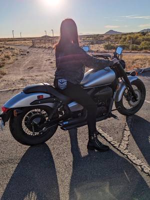 A post by @ashenqueendesigns on TikTok caption: switching between the two bikes to make sure I could. but definitely felt good on the new one 💜 . No open road for now. Ear piercing bad idea 😭 . . #motorcycle #bikergirl #learningnewskill 