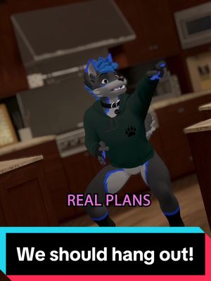 A post by @keykouwusky on TikTok caption: Socialing is scary x3 #furry #furrytiktok #furryfandom #furrytrash #furrypride #vr #vrchat #vrchatfurry #vrfurry #vrfurries #keykou #meme #memes #introvert 