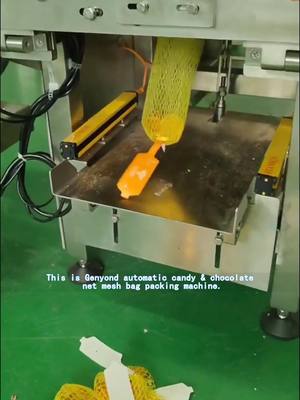 A post by @genyondmachinery on TikTok caption: Full automatic candy chocolate mesh net bag weighting clipping netting packagaing packer packing machine for fruit vegetable plum lemon nuts peanut walnut slellfish, etc. #genyond #candymaking #chocolatepacking #chocolatepack #candypack #candypacking #sweetpackaging #snackpacking #packingmachine