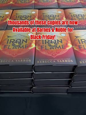 A post by @rebeccayarros on TikTok caption: A couple of months ago, I signed 15k copies of Iron Flame in about four days at the Macmillan warehouse! I changed my signature when my wrist locked on day 2 (thank you, Ehlers-Danlos), but we got it done! Thanks to the incredible team at the warehouse, thousands of these copies are now available at @barnesandnoble for Black Friday! I hope you get the chance to snag one if you want it, and happy kick off to the holidays! #blackfriday #ironflame #rebeccayarros #fourthwing 