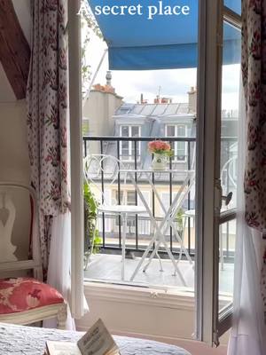 A post by @hotelcarondebeaumarchais on TikTok caption: A chic retreat between time and present. An authentic Parisian experience. Our smallest room, under thr roof, 6th floor . Un lieu secret, votre hôtel à Paris. Notre plus petite chambre, minuscule, adorable, sous les toits.