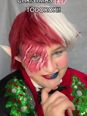 A post by @elvenpatches07 on TikTok caption: I dont even have a regular Todoroki, but I am proud to present CHRISTMAS ELF TODOROKI! #mha #mhacosplay #mhacosplayer #shototodoroki #todorokishoto #todorokicosplay #christmasmha #christmasmhacosplay #christmaselftodoroki #chirstmaself #elftodoroki #christmascountdown 