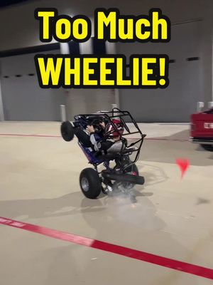 A post by @buildbreakrepeat on TikTok caption: Our snowmobile engine-swapped gokart does wheelies! It also does a great suplex side slam 🤠 .  . @GoPowerSports  #gokart #wheeliekart #kart #wheelie #buildbreakrepeat #gopowersports