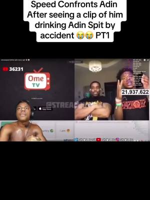 A post by @pokemonchump on TikTok caption: Speed Confronts Adin After seeing a clip of him drinking Adin Spit by accident 😭😭 #fyp #viraltiktok #n3onclips #adinross #ishowspeedclipz 