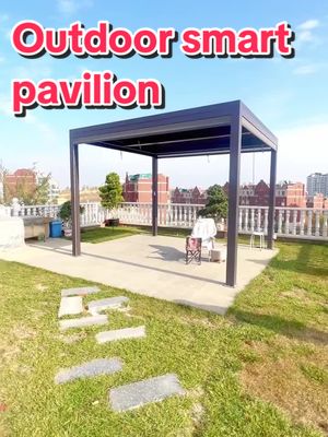 A post by @tangmeng6 on TikTok caption: Outdoor smart pavilion. #pavilion #gardenproject #garden #gardentok #outdoorroom