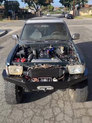 A post by @is300garza on TikTok caption: How slow can you go? #2jz #4runner #dualcases 