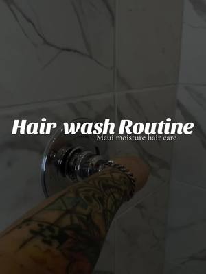 A post by @ms.citrusss on TikTok caption: My hair wash routine with Maui Mousture / coconut milk trio shampoo, conditioner, and oil spray. #mauimoisturepartner #mauimoisturehaircare #mauimoisture #hairwashday @Maui Moisture 