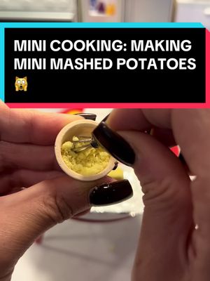 A post by @minitoys.42 on TikTok caption: Last time I made a Mini Blue Cheese and mushroom burger, now I used the @Miniverse series 3 baked potato to make some mashed potatoes to go with the burger🍔🥔 #MiniCooking #Miniverse #MakeitMini #makeitminifood #miniversemakeitminifood #miniverselifestyle #miniversecafe #miniversemakeitminiappliances #miniversediner #miniverses #fyp #foryou #foryoupage #christmas #holidays #MiniToys #christmaspresent #tinycooking 