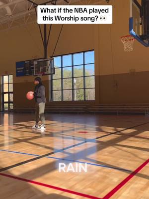 A post by @melodicb on TikTok caption: Woke up with this wild idea to push ‘rain’ to the @NBA . Who knows what God would do with this seed. 🤷🏽‍♂️I’m done placing limits on him.  #reelsviral  #gospelmusic  #christianrap  #worship  #basketball 