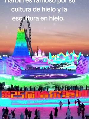 A post by @yoni292 on TikTok caption: Sí, Harbin es famoso por su cultura de hielo y la escultura en hielo. Cada año, se celebra el Festival Internacional de Hielo y Nieve, donde artistas crean esculturas y edificaciones magníficas utilizando hielo y nieve, atrayendo a numerosos visitantes. La escultura en hielo es un destacado atractivo turístico durante el invierno en Harbin. #哈尔滨冰雪大世界  #hielo  #paisajeinvernal 