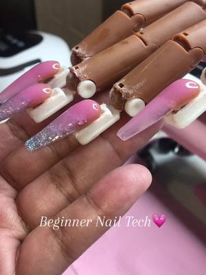 A post by @mz.steele on TikTok caption: #beginnernailtech #acrylicapplication #nailtechtiktok #nails💅 