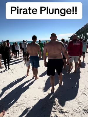 A post by @theratchetnurse1 on TikTok caption: Check out the pirate plunge!!  #pirate #pirateplunge #polarplunge #beach 