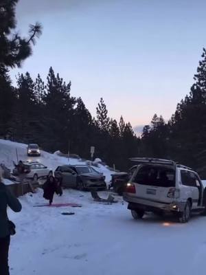 A post by @rfbcomp on TikTok caption: Pileup top of Kingsbury.  #crashes #southlaketahoe2023 #heavenly #winterstorm 