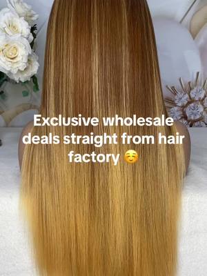 A post by @goodhairfactorycom on TikTok caption: Exclusive wholesale deals straight from hair factory 😊 Contact our WhatsApp now. Link in bio 👆