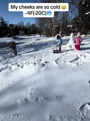 A post by @hekabbas on TikTok caption: -4F(-20C)🥶! My cheeks are so cold 😂 #snow #storm #usa #winter #beauty #nature #travel #michigan #vacation #freedom #kids #daughter #daughters 