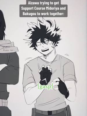 A post by @sayu_nari on TikTok caption: One of Aizawa's many failed attempts… #bnha#izukumidoriya#aizawa#quirklessdeku#supportcoursedeku#bakugoukatsuki#sayunari#mha 