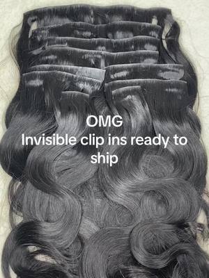 A post by @goodhairfactorycom on TikTok caption: Invisible clip ins ready to ship  Contact us now for price  Link in bio  #clipins #invisibleclipins #seamlessclipins #hairvendor 