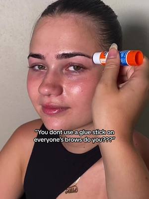 A post by @michpagee on TikTok caption: yes, and? An Elmers glue stick is the most versatile “brow” product ive ever used!!!! Been three years of using glue on every clients brows and im not stoppin anytime soon 😌 best brow hack eyebrow tutorial best brow gel brow tutorial eyebrow hack