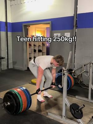 A post by @ethanleonardfitness on TikTok caption: Finally a qauter of a tone!! #deadlift #250kg #teen 