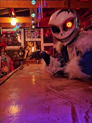 A post by @mylcreates on TikTok caption: How about a game of shuffleboard?  #horrortalesans #getbockedup #bocksjukejoint 