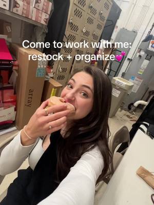 A post by @lianafromomegle on TikTok caption: Replying to @V <3 come to work with me: restock and organize products at ulta💗🧡 #restockasmr #ultaemployee #restock #asmr #ulta 