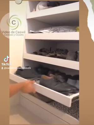 A post by @caswilcocinasyclosets on TikTok caption: Zapatera#armario #vestidor 