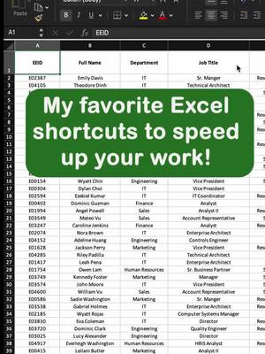 A post by @excel_with_kyle on TikTok caption: Check out my favorite Excel shortcuts that I use to speed up my spreadsheet analysis! #excel #exceltips #exceltricks #exceltutorial 