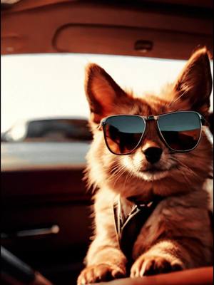 A post by @ttde342 on TikTok caption: Cool Pets on the Road: Driving Adventures with Sunglasses!#dogs #pet #cat 