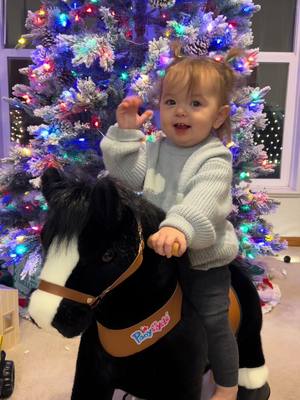 A post by @mateomoments on TikTok caption: The BEST gift they have received! Our son rides his @PonyCycle all over our home! #pony #rideontoys #kidsgifts #toddlergiftideas #giftideas #horse 