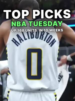 A post by @profitlinebets on TikTok caption: Up 168 units past 10 weeks | 1/30 Tuesday NBA Bets | #basketball #sportsbetting #sports #NBA