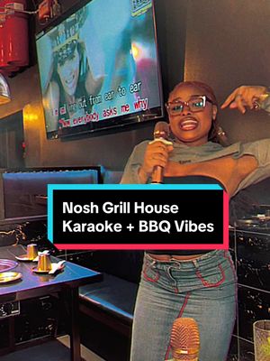 A post by @dasseats on TikTok caption: ✨AYCE Chinese BBQ & Karaoke✨ @Nosh Grill House is my new favorite karaoke spot for quality eats & a good time! The cocktails are on point too, especially rhat strawbery mojito.  Our favorites eats were the garlic butter shrimp, marinated chicken wings, spicy beef brisket, sweet potatoes & spicy tofu. You can vibe out to 2 free karaoke songs at your table like we did 🤭 or you can reserve your own karaoke/ bbq rooms for large private parties!  They’re also open til 2am so check em out!  #noshgrillhouse #chinesebbq #dmvkaraoke #latenightkaraoke #rockvillemd #kbbq **I don’t own rights to this music**