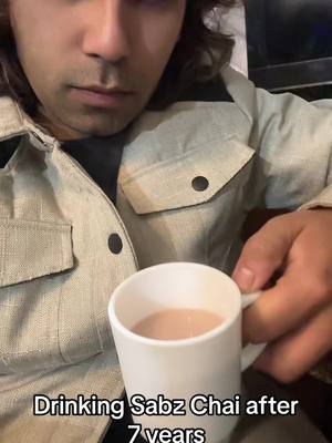 A post by @cemobasen on TikTok caption: Drinking Sabz Chai after 7 years ☕️