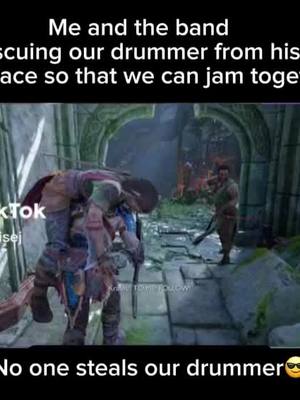 A post by @voltsieandhisglasses on TikTok caption: On your feet soldier, we are leaving!! 😎#godofwar #band 