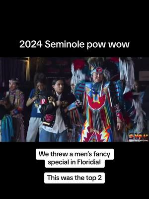 A post by @indigenousenterprise on TikTok caption: Mens fancy special! #seminole #powwow #vegas #floridia #seminolepowwow #fancydance 