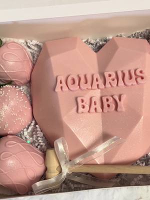 A post by @_xogabbyc on TikTok caption: ✨Aquarius Baby ✨ Obsessed with this treat box, follow me on IG 🙏🏻 IG: Drizzleddesserts_ • • • #treatmaker #chocolatecoveredstrawberries #breakablechocolateheart 