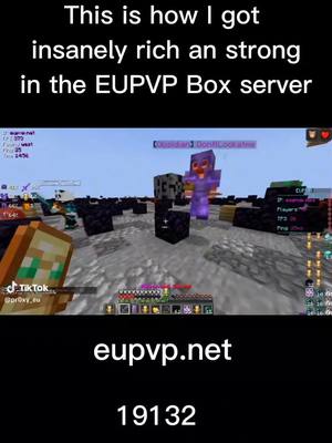 A post by @price_k7 on TikTok caption: The best Box Server for Java & Bedrock editon. Elytra Box Server just released, so try it out on eupvp.net