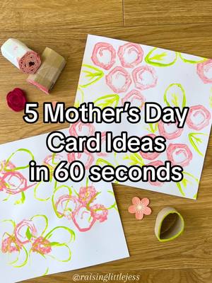 A post by @raisinglittlejess on TikTok caption: Easy Card Inspo #mothersday #kidscrafts #artandcraft #kids #prek #eyfs 