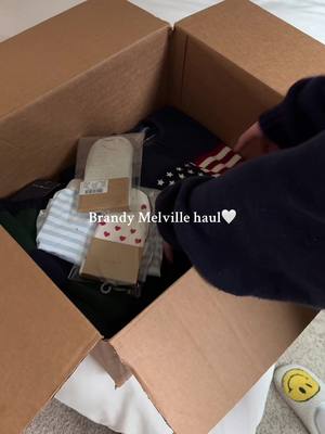 A post by @elissasedy on TikTok caption: Brandy melville haul/unboxing #fypシ #brandymelville #outfitinspo #navyamericansweater #brandyshorts #brandysweatpants #brandymelvillesweater 