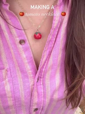 A post by @juiceceramics on TikTok caption: The making of a tomato necklace!! 🍅 this is pretty much the whole process from start to finish #ceramics #process #howto #tomato #jewelrymaking